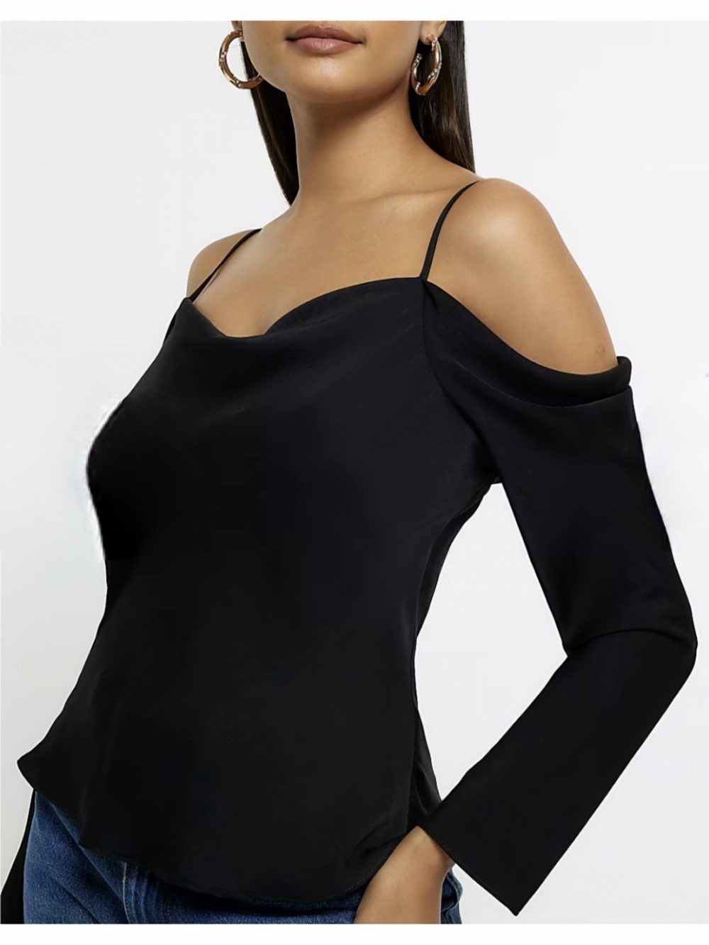 Cold-Shoulder Blouse - Black